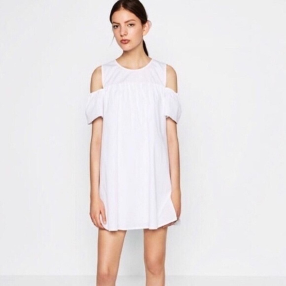 Zara White Cold Shoulder Dress